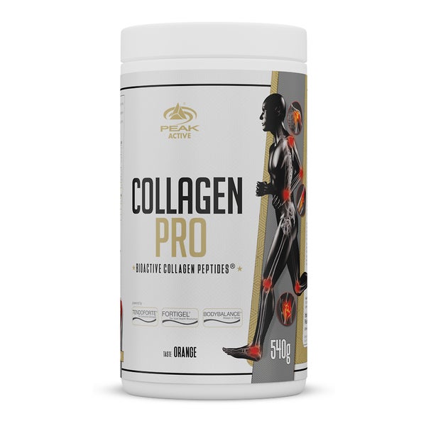 PEAK Collagen Pro - 540g - Geschmack Orange I 20 Portionen I Muskelgewebe I Gelenke I Sehnen I Bänder I BIOAKTIVE KOLLAGENPEPTIDE (TENDOFORTE I FORTIGEL I BODYBALANCE) I Vitamin C 540 g