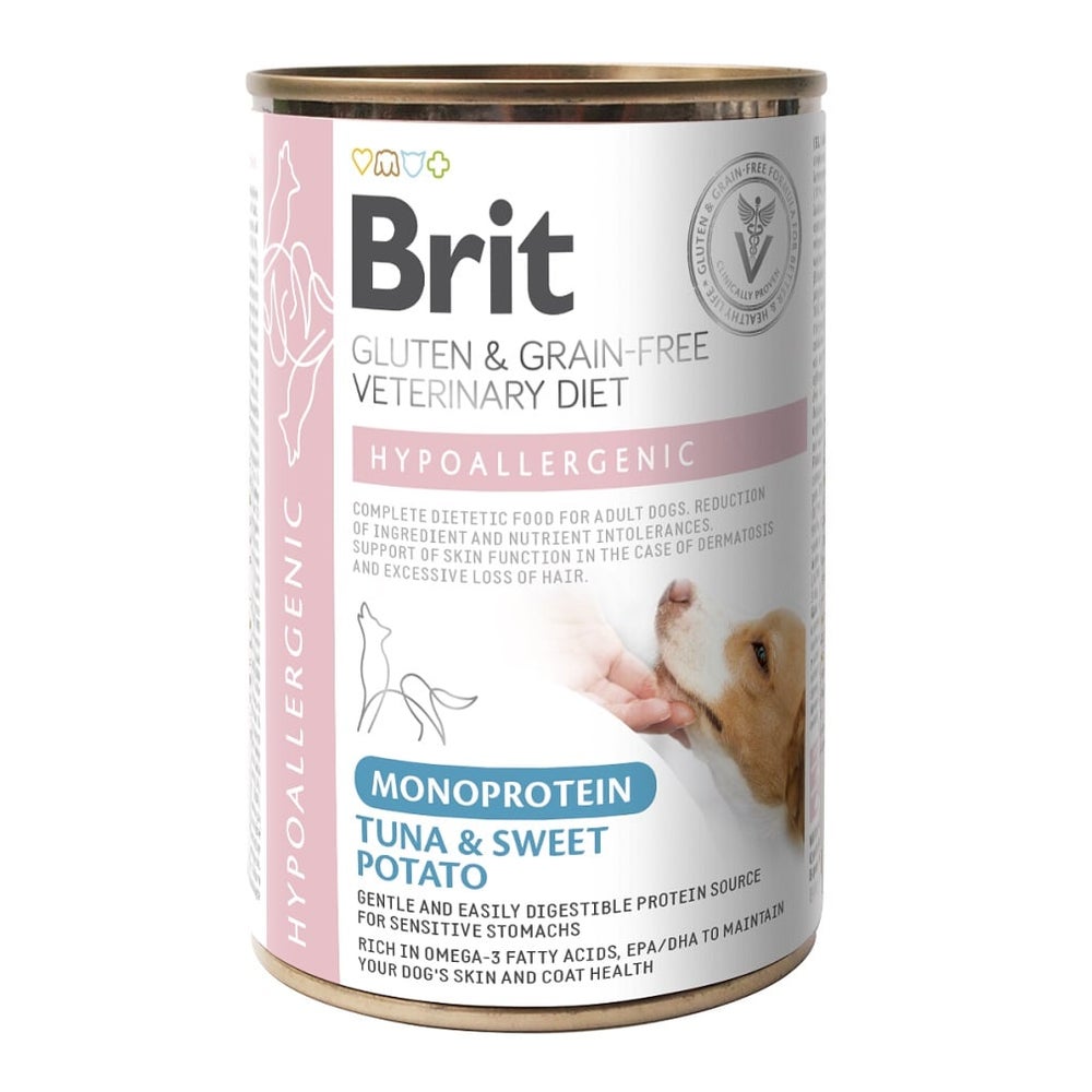 BRIT Veterinary Diet Dog Hypoallergenic Monoprotein Tuna mit Thunfisch für Hunde mit Allergien und Hautproblemen 0,4 kg