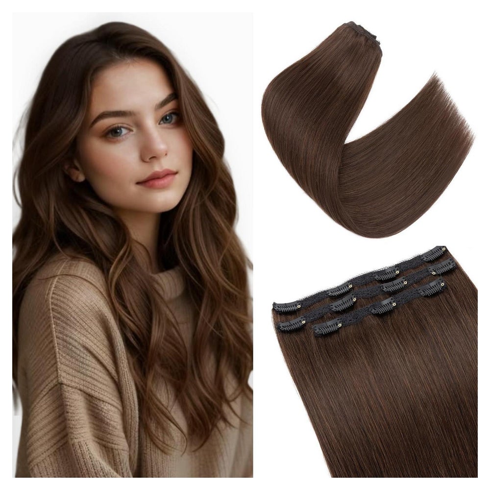 Extensions Clip in Echthaar Haarverlängerung 66g 35cm #2R Du 1 St