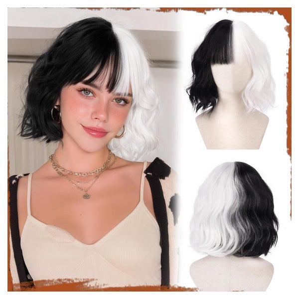 Sofeiyan 30cm Kurze Gewellte Bob Perücke mit Pony - Synthetische Locken für