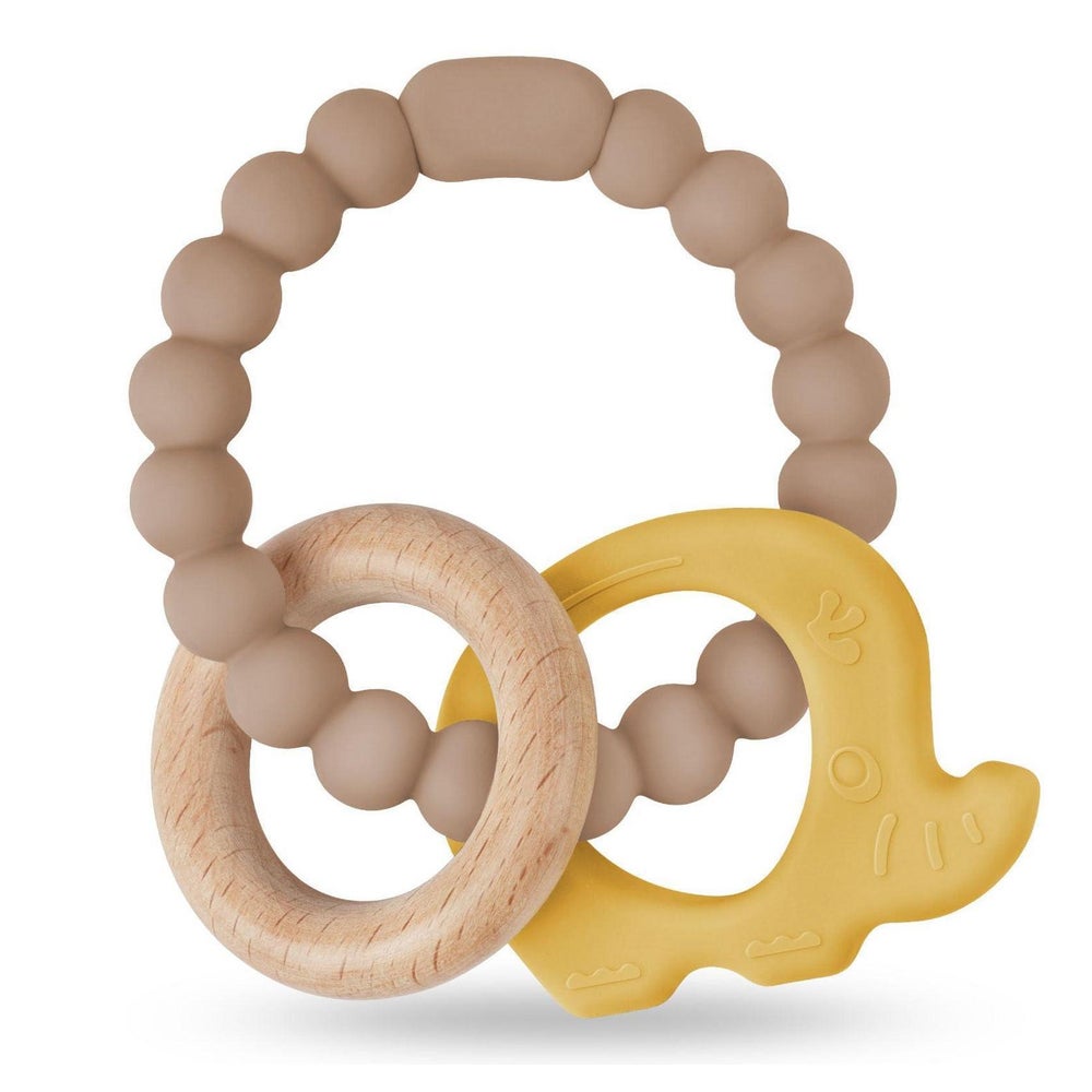 Beißring für Babys aus Silikon und Holz BPA frei 1 St