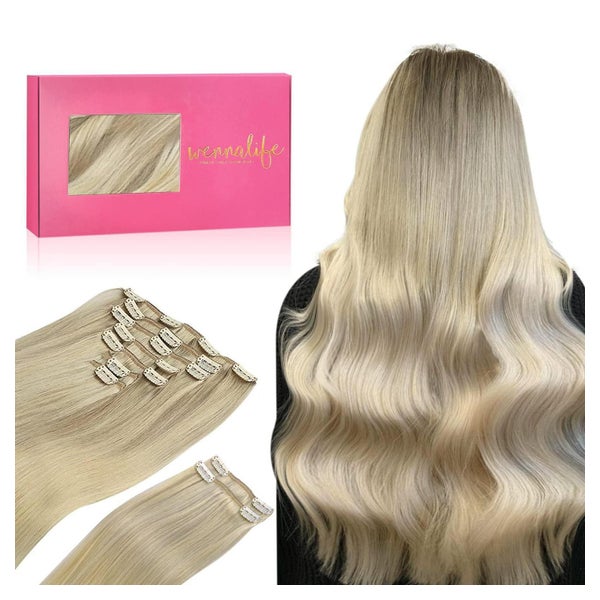 Clip In 35cm-150g #17 22 60 Aschblond bis Goldblond und Plat 1 St
