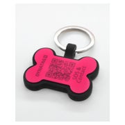 Hundemarke Knochenform Silikon Rosa – QR-Code Tier-ID mit Online-Profil 1 St