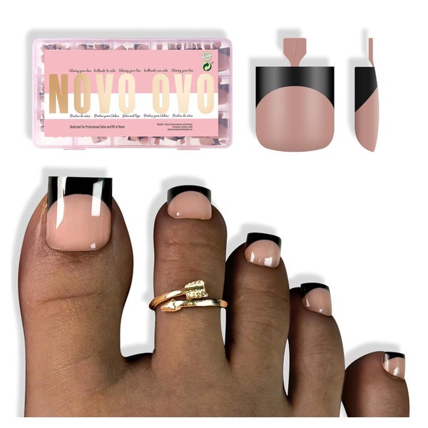 Künstliche Sharp Square Toe Nail Tips Black French Tip Brown 1 St