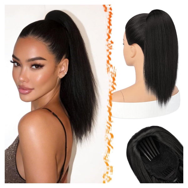 Pferdeschwanz Haarteil Kordelzug Ponytail Schwarz Braun 40cm 1 St