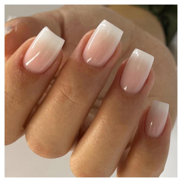 24 Stück Weiße Press On Nails French Square, Glossy Nude Kün 1 St
