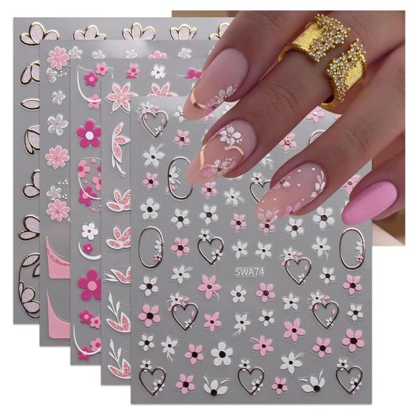 Nagelsticker selbstklebend Blume 9 Blatt floral Nageldesign 1 St