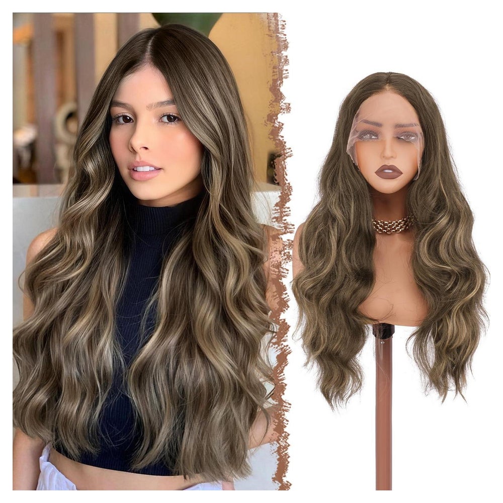 Perücke Lace Front Kunsthaar Damen Locken 70 cm Braun Mix Bl 1 St