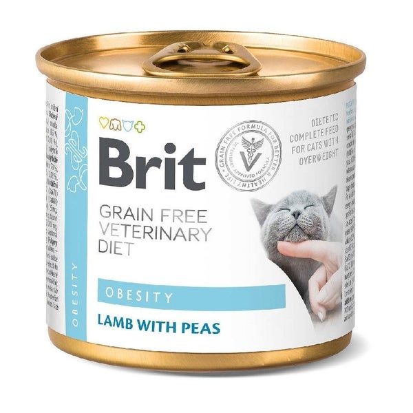 BRIT Vetrinary Diet Obesity Lamb&Pea Nassfutter für Katzen 0,2 kg