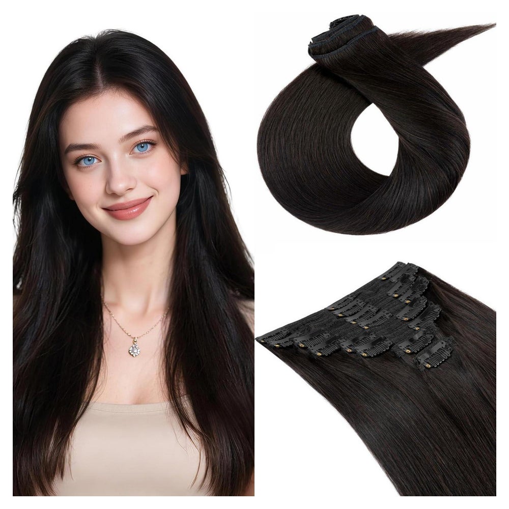 Haarverlängerung Echthaar Clip 1B Natürliches Schwarz 35cm-1 1 St