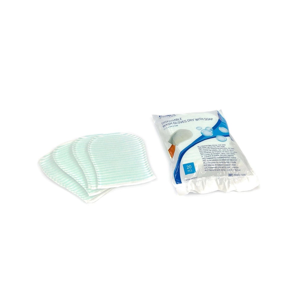 Romed Einmalwaschhandschuhe mit Seife trocken 100 St