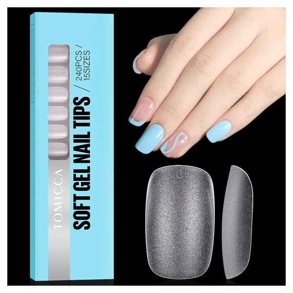 Nageltips Square Oval Gelnägel Fullcover Preshaped Kurz Oval 1 St