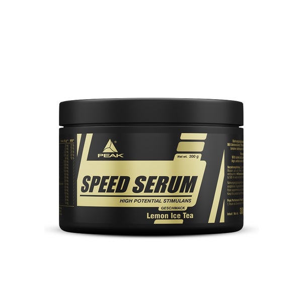 PEAK Speed Serum - 300g - Geschmack Lemon Ice Tea I 30 Portionen I Pulver I Energydrink I Pre-Workout I Diät I mit BCAAs I L-Carnitin I Panax Ginseng I Grüntee EGCG I Guarana Extrakt 300 g