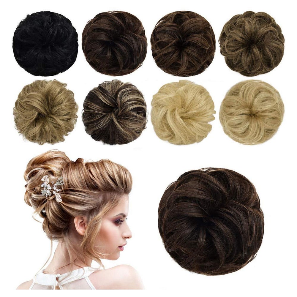 Haarteil Messy Bun Scrunchie Echthaar Hochsteckfrisur Dunkel 1 St