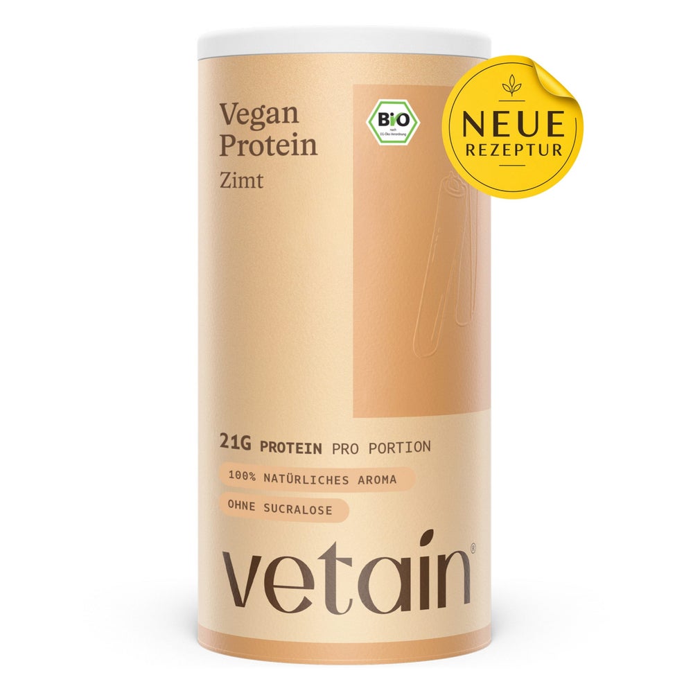 VETAIN Protein Pulver Vegan - Zimt - 21g Eiweiß - 100% Bio 540 g