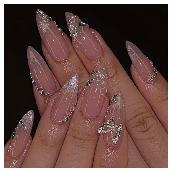 Künstliche Fingernägel Kurz Schmetterling Strass Cat Eye FC- 1 St