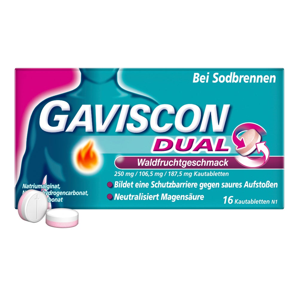 Gaviscon Dual Waldfrucht 250mg/106,5mg/187,5mg 16 St