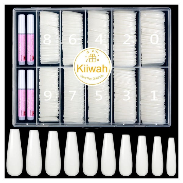 Künstliche Nägel 500 Stück Acryl Coffin Nagelspitzen Box Nat 1 St