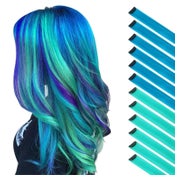 Haarverlängerung Clip Synthetik 12er 55cm Blaugrün 6 PCS & B 1 St