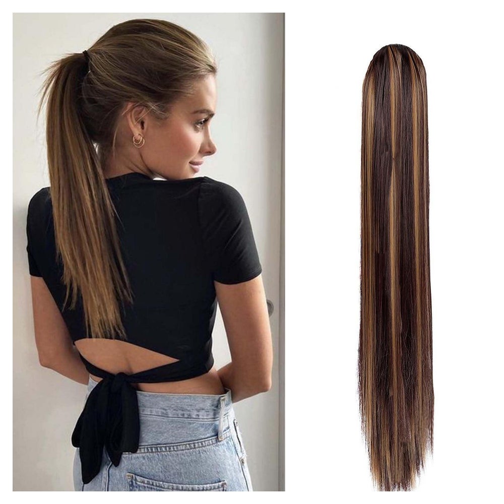 Ponytail Extensions Haarteil 55 cm 130g Mittelbraun & Dunkel 1 St