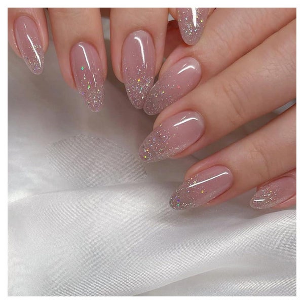 Nägel Glitzer Nude Mandel Oval French Aufklebbar 12glitter&a 1 St