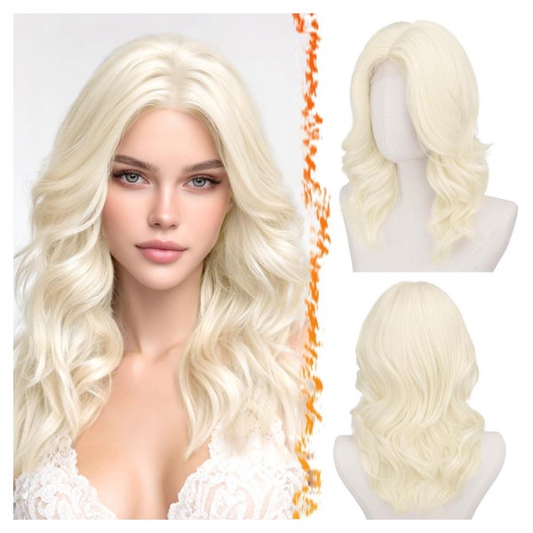 Perücke Kurz Gewellt Bodywave Layered Pony Platinblond 40cm 1 St