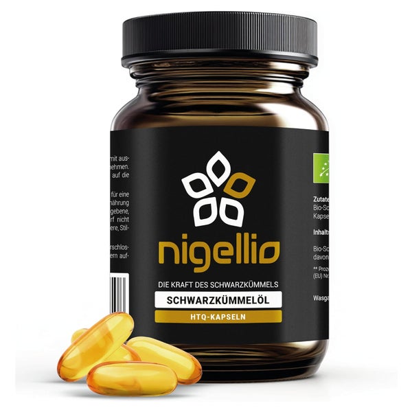Nigellio Bio-Schwarzkümmelöl HTQ 60 Kapseln 26mg Thymochinon 50 g