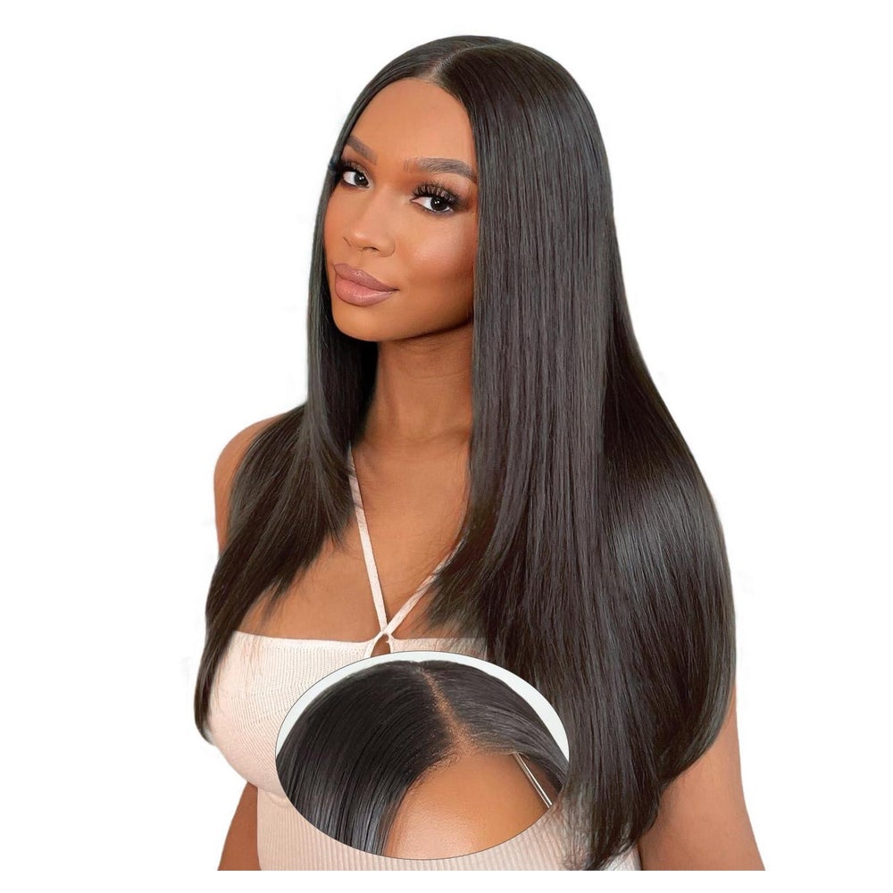 Damenperücke Echthaar 6x9 55 cm 6 x 9 Lace Front Wig Natural 1 St