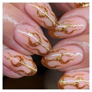 Kunstnägel 24 Stück Mandel Kurz French Glitzer Gold Flamme 1 St