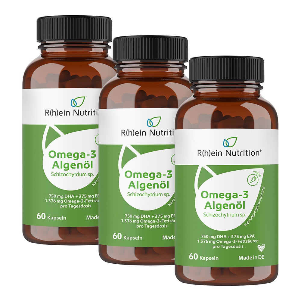 Dreierpack Omega-3 Algenöl mit DHA + EPA 3X60 St
