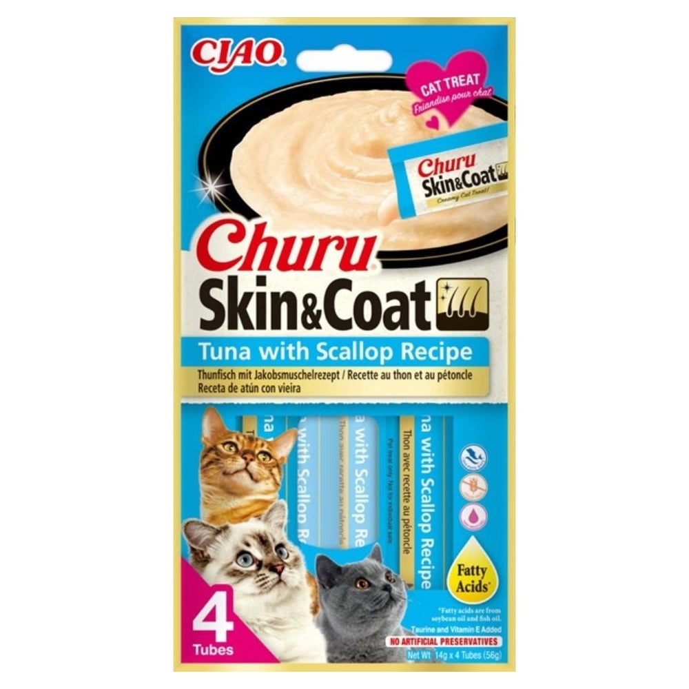 INABA Churu Skin&Coat 4x14g mit Thunfisch und Jakobsmuschel für Katzen 0,056 kg