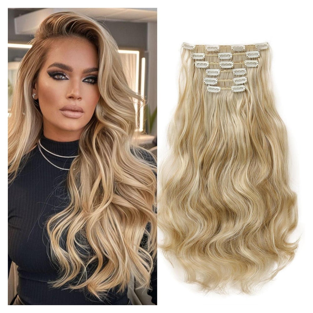 Clip in Extensions Haarverlängerung 48 cm Naturblond & Bleic 1 St