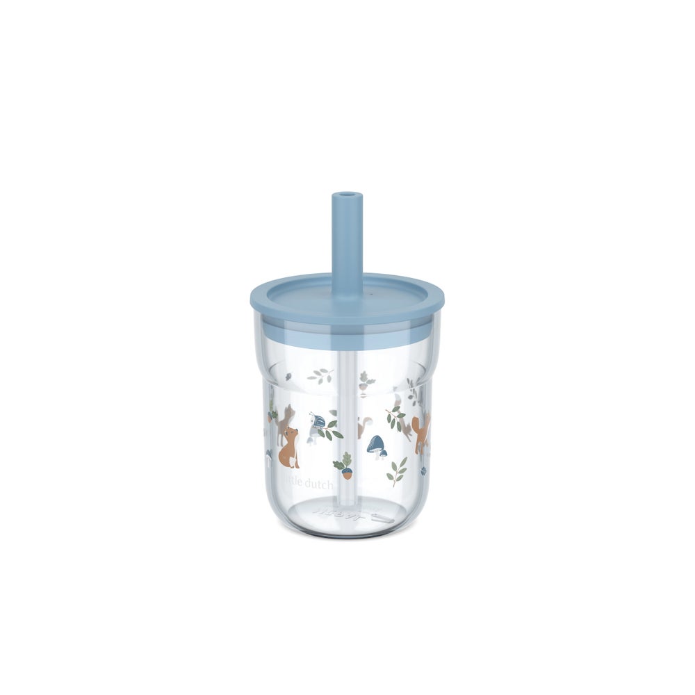 Mepal Mio Kinder-Trinkglas 250 ml mit Strohhalm Forest Friends