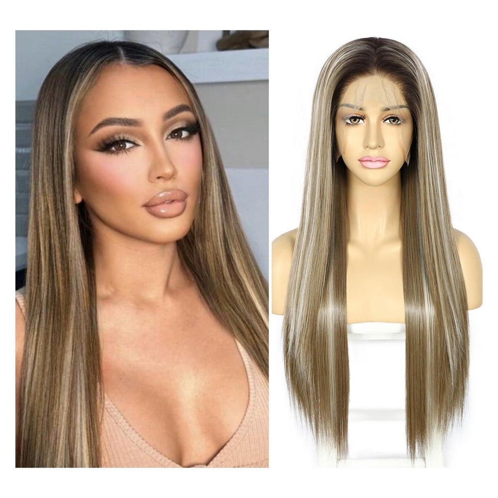 Perücke braun gerade synthetisch Damen 150 13x6 Lace Front M 1 St