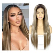 Perücke braun gerade synthetisch Damen 150 13x6 Lace Front M 1 St