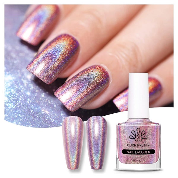 Nagellack Glitzer Holographic Regenbogen Nail Art Rosa 7ml Á 1 St