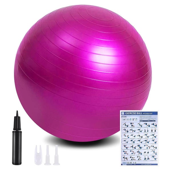 Gymnastikball Fußpumpe 55cm Antiburst Pilates 65cm Rosa 1 St