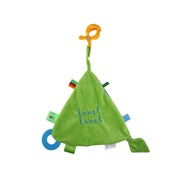 Label-Label Dreieck Knistertuch / Rascheltuch / Babyspielzeug mit Etiketten, Beißring + Klammer