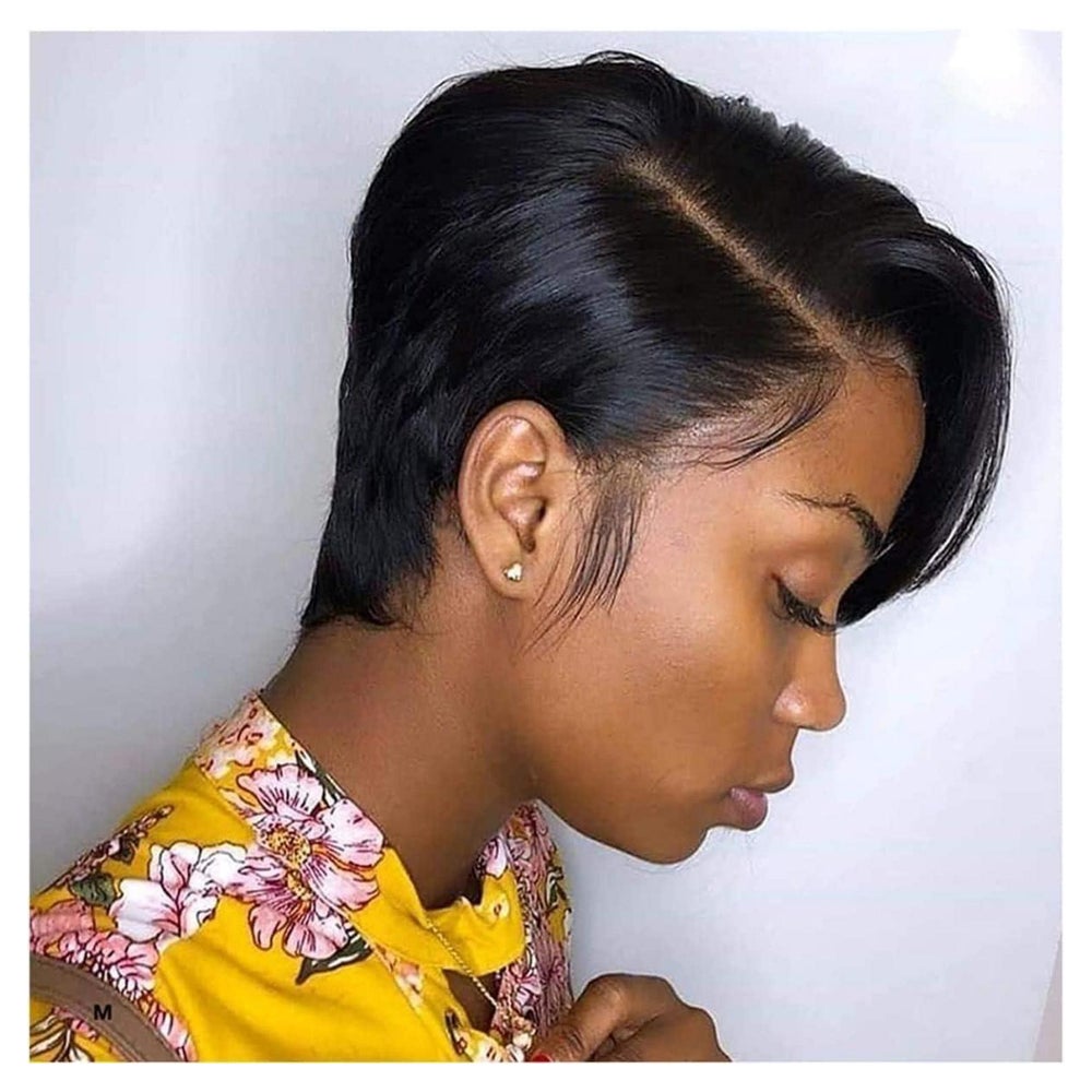 Perücken Lace Front 13X4 Pixie Cut Pony Echthaar 1B# Pixie S 1 St