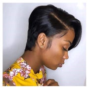 Perücken Lace Front 13X4 Pixie Cut Pony Echthaar 1B# Pixie S 1 St