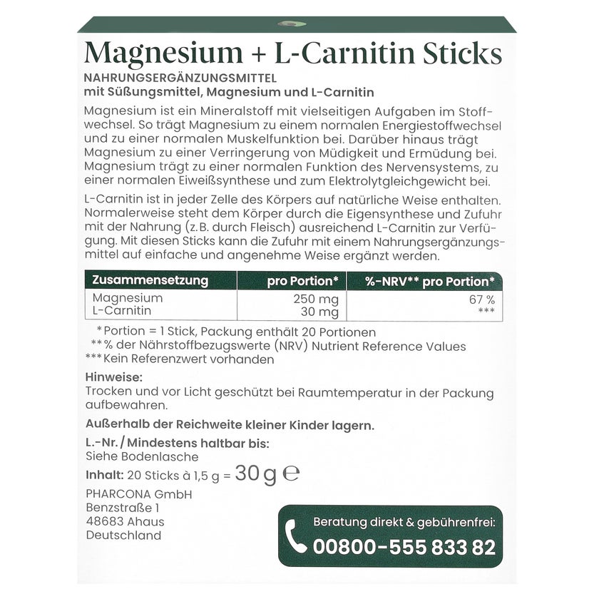 magnesium l carnitin DocMorris + L-Carnitin Sticks 20 St online kaufen Travel set