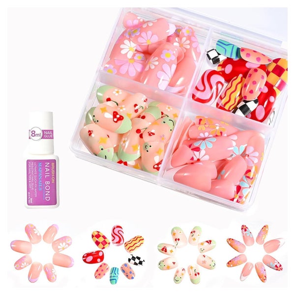 Fingernägel Künstliche 96 Aufkleben Kinder Blumen Kirsch Sty 1 St