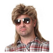 Perücke Herren Vokuhila Mullet 80er hellbraun synthetisch C3 1 St