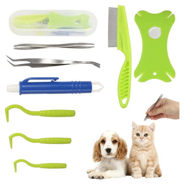 xnnmzhao Zeckenzange 9-in-1 Set mit Etui für Mensch und Haustier