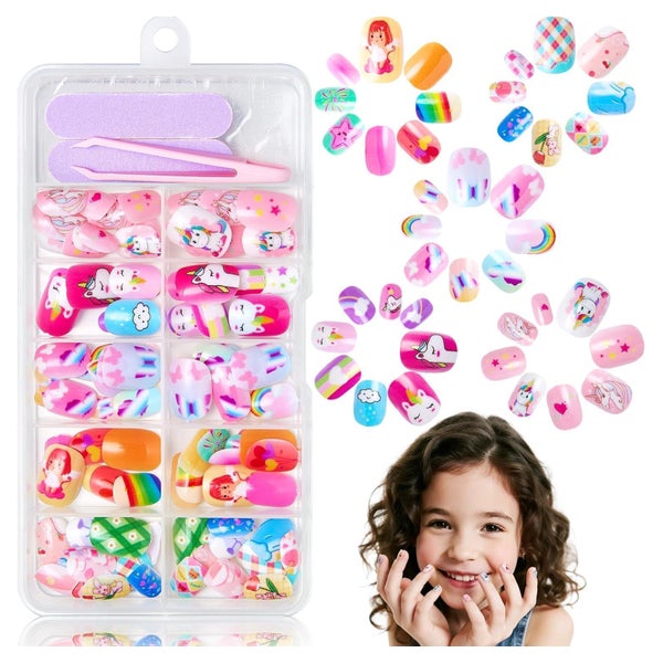 Nägel 120 Stück 5 Style Aufdrücken Kinder Mädchen Cute Color 1 St