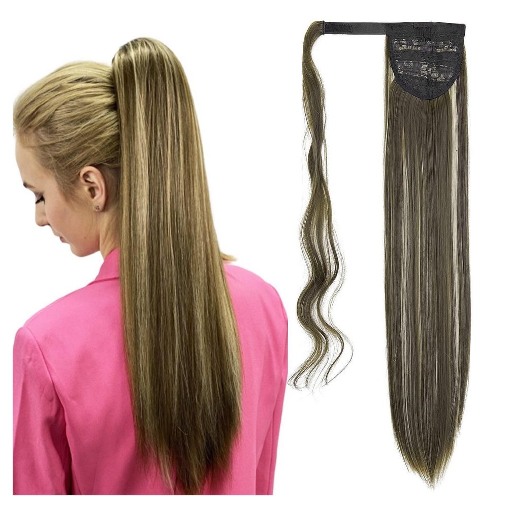 Ponytail Clipin Haarverlängerung 60 cm Aschblond&Schmutzige 1 St