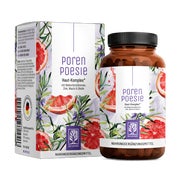 Produktabbildung: Haut Komplex aus Akazienfaser mit 6 Bakterienstämmen, Grapefruit, Rosmarin, Zink, Biotin & Niacin (Vitamin B3) - Lactobacillus & Bifidobakterien 200 Mrd. KbE/g - PORENPOESIE - 90 vegane Kapseln - NATURTREU® 90 St