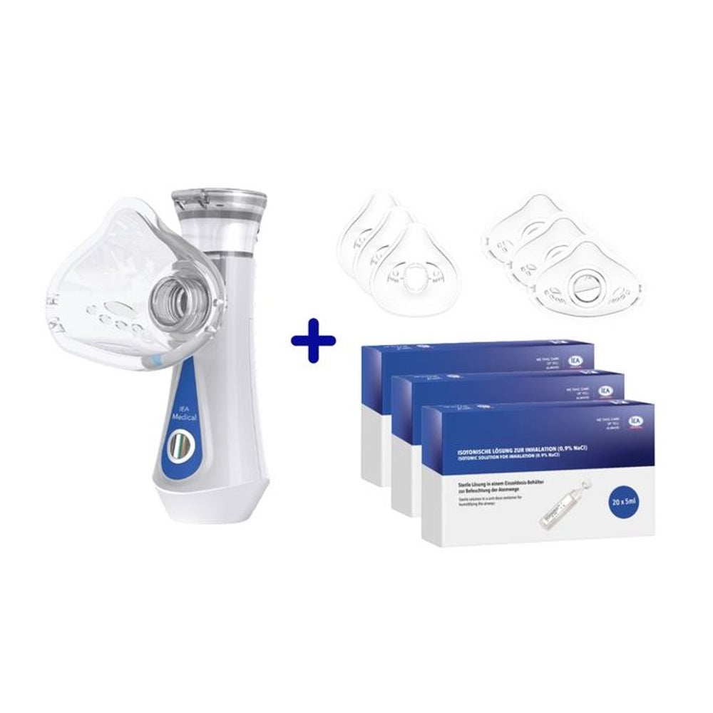 IEA Medical Inhalator + Kochsalzlösung + Ersatzmasken 4 St