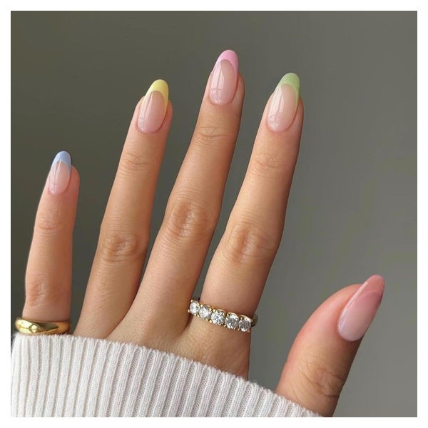 Künstliche Nägel Kurz French Tip Mandel Runde 24 Stück Oval 1 St