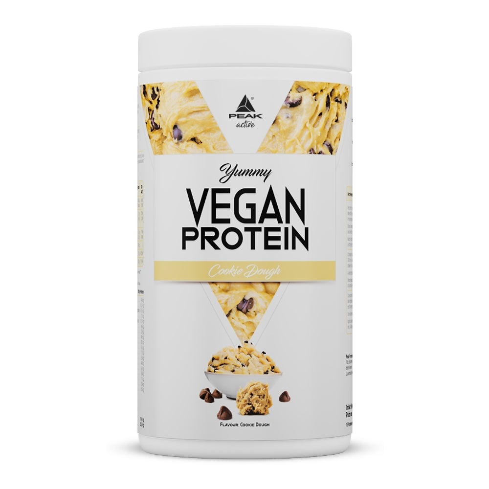 PEAK Yummy Vegan Protein - 450g - Geschmack  Cookie Dough I 15 Portionen I Proteinquellen: Kürbis, Favabohne, Erbse, Mandel, Hanf I frei von Gentechnik I glutenfrei 450 g